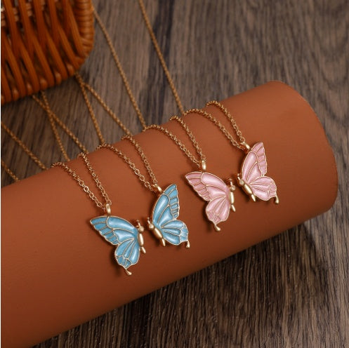 Oil Drip Butterfly Necklace