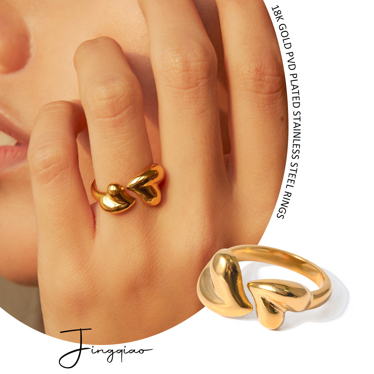 Asymmetric Heart Shape Open Rings