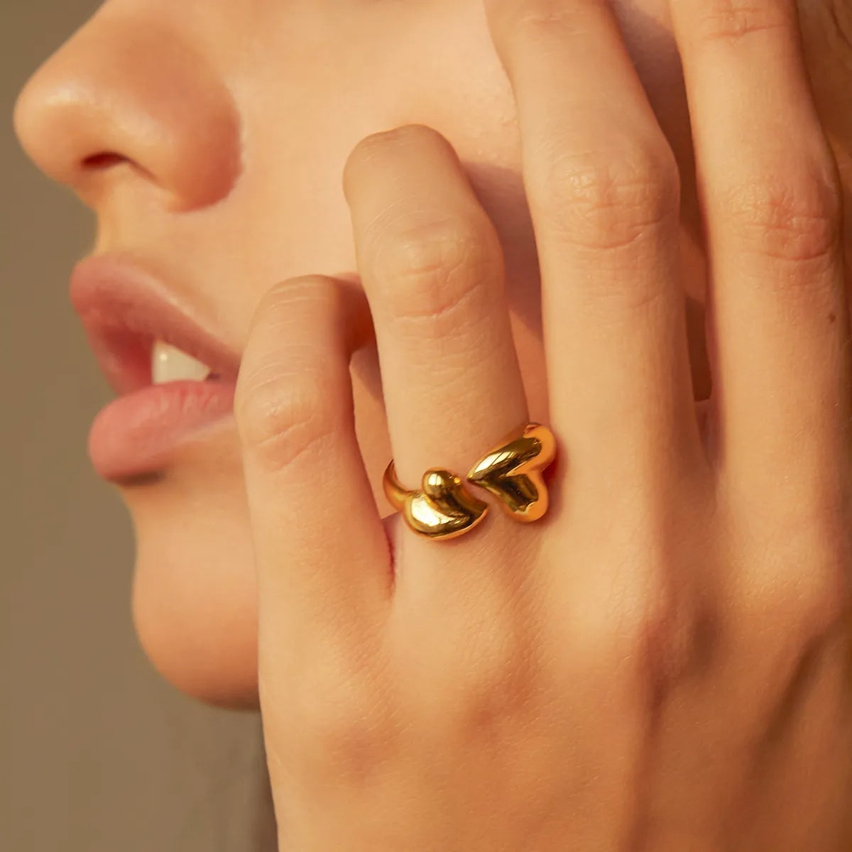 Asymmetric Heart Shape Open Rings