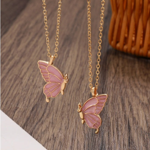 Oil Drip Butterfly Necklace