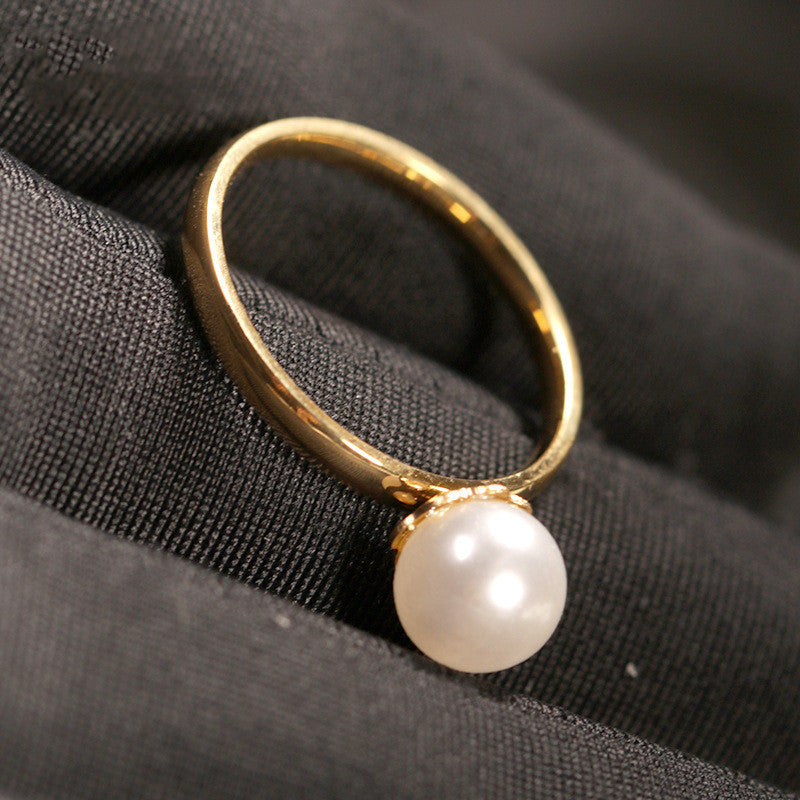 Gold-plated Pearl Ring