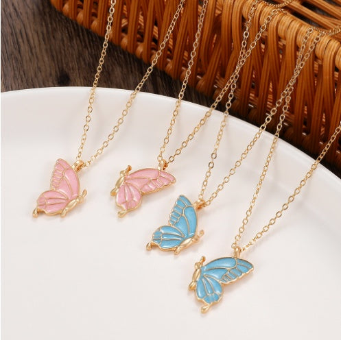 Oil Drip Butterfly Necklace