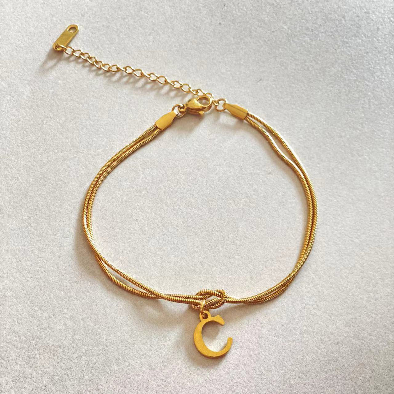 Dainty Snake Chain Charm Bracelet